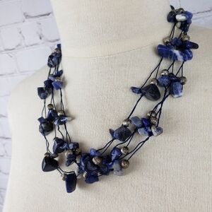 Avon Multistrand Blue Stone Chips Chunks Silver Beads